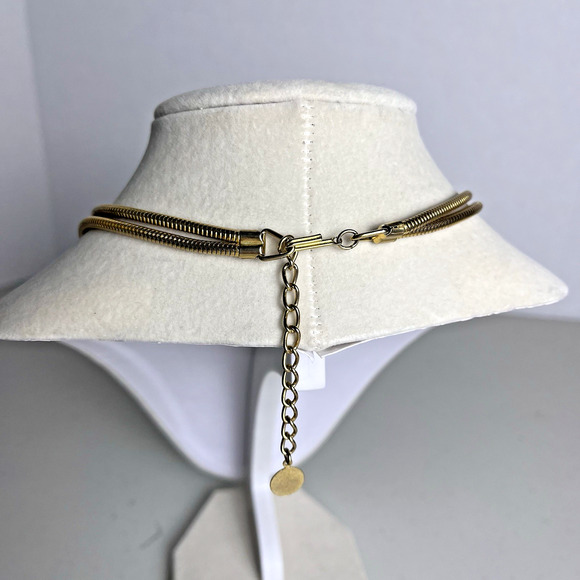 Vintage Double Strand Gold Tone Necklace Lot Avon X & Knot Tie 16-18" Costume - Picture 5 of 13